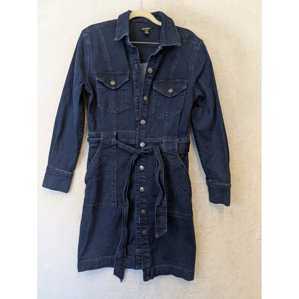 Joe Fresh Denim‎ Shirt Dress Women's Medium Dark Wash Belted Utility